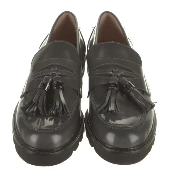 NWOT Stuart Weitzman Grey Leather Loafers - Picture 2 of 13